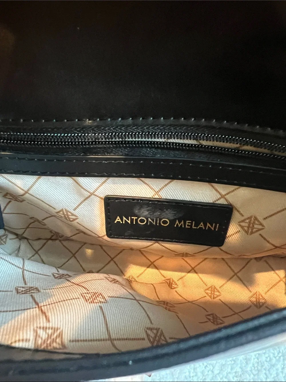 Antonio Melani Black Leather Handbag Designer Luxury Purse Top Handle Purse